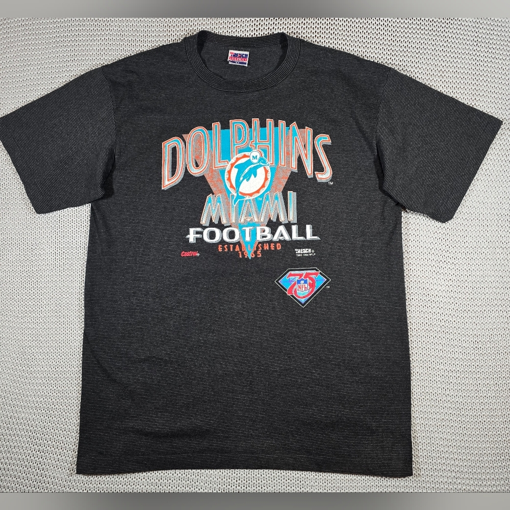 Vtg 90s Miami Dolphins 75th Anniversary T-Shirt Mens XL Single Stitch USA